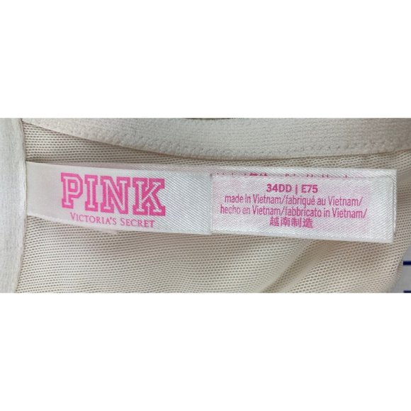 *PINK Victoria Secret Date Push Up Bra Ivory Lace Underwire Front Closure 34DD - Picture 5 of 7